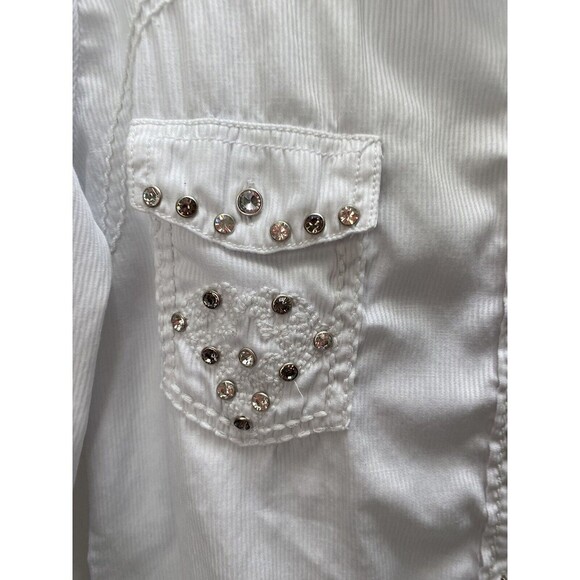 Roar Women White Long Sleeve Button-Down Shirt L - Picture 3 of 10